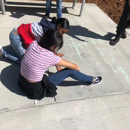 Outside activities like playing with chalk helped students learn mathematics.